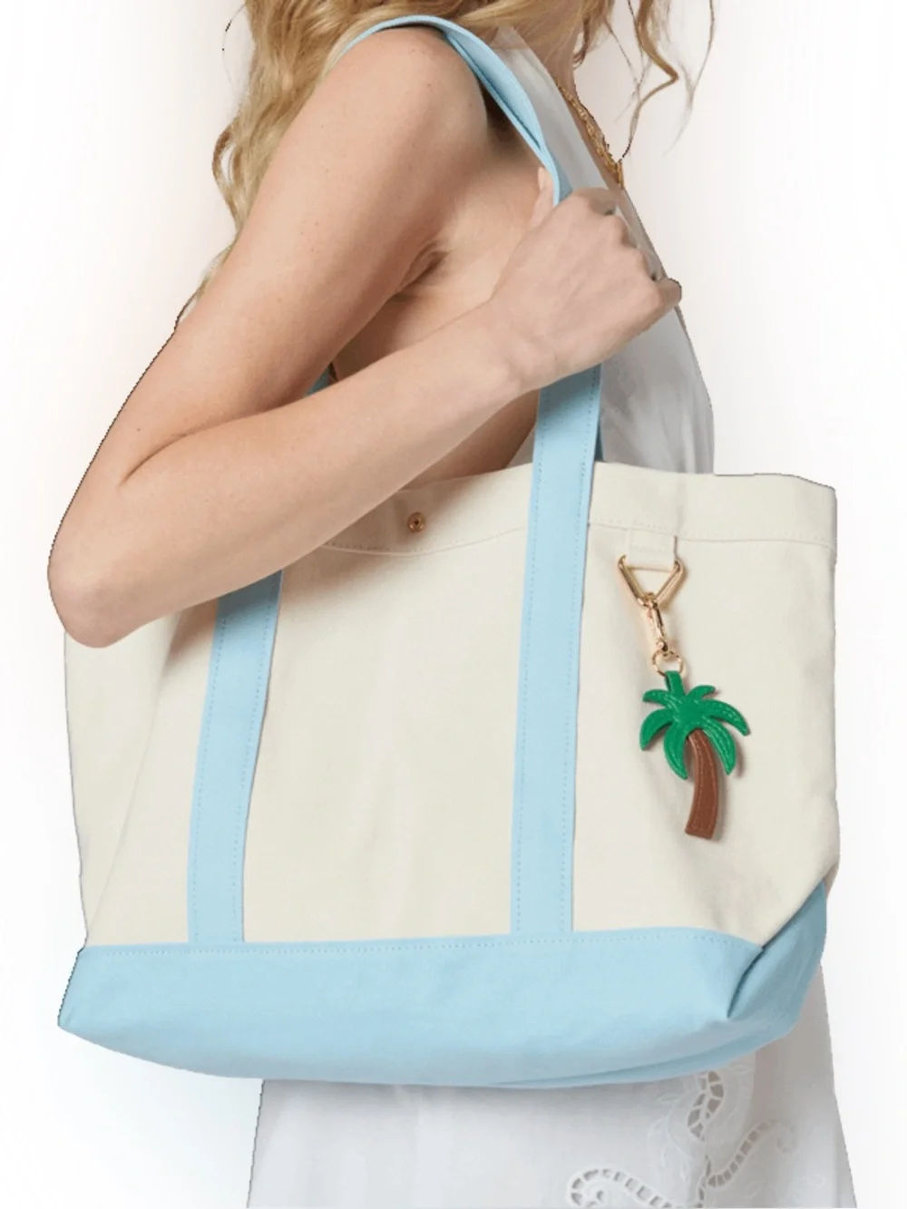 NWT BAUBLEBAR Canvas Beach Tote with Palm Tree Charm 🌴